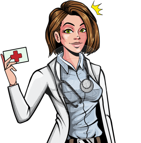 Comics Style Female Doctor Cartoon Character